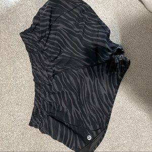 Black and gray Zebra printed lululemon hotty hot shorts. Size 8.